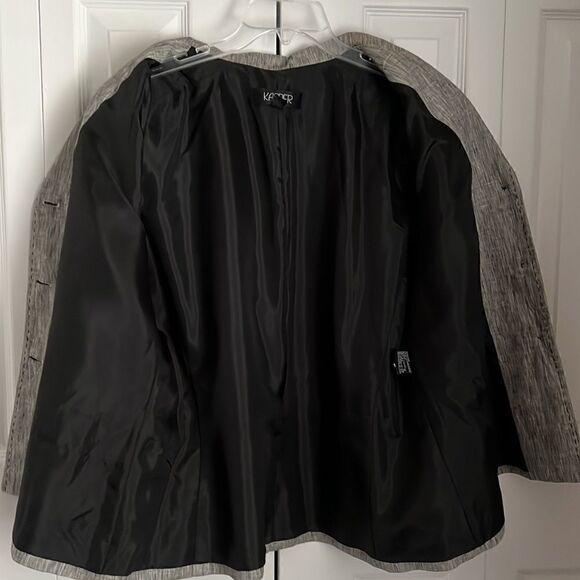 KASPER 100% LINEN GREY/BLACK 3/4 SLEEVE BLAZER SIZE 18‎ - Picture 11 of 13